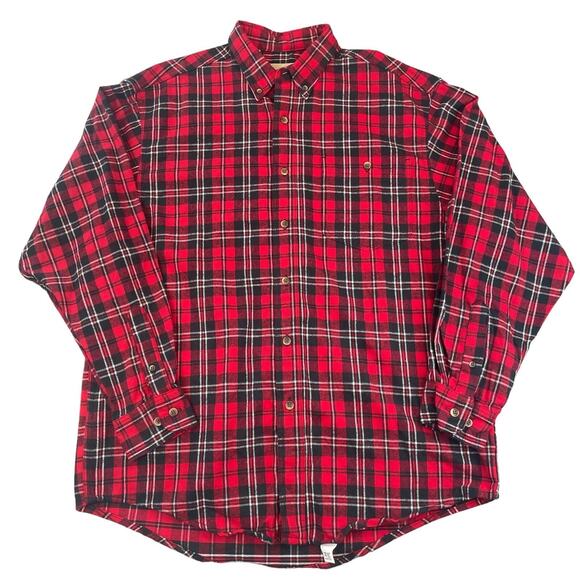 NWT Eddie Bauer Red Plaid Flannel Shirt Men’s Large Heavyweight Outdoor Cotton - Picture 2 of 7
